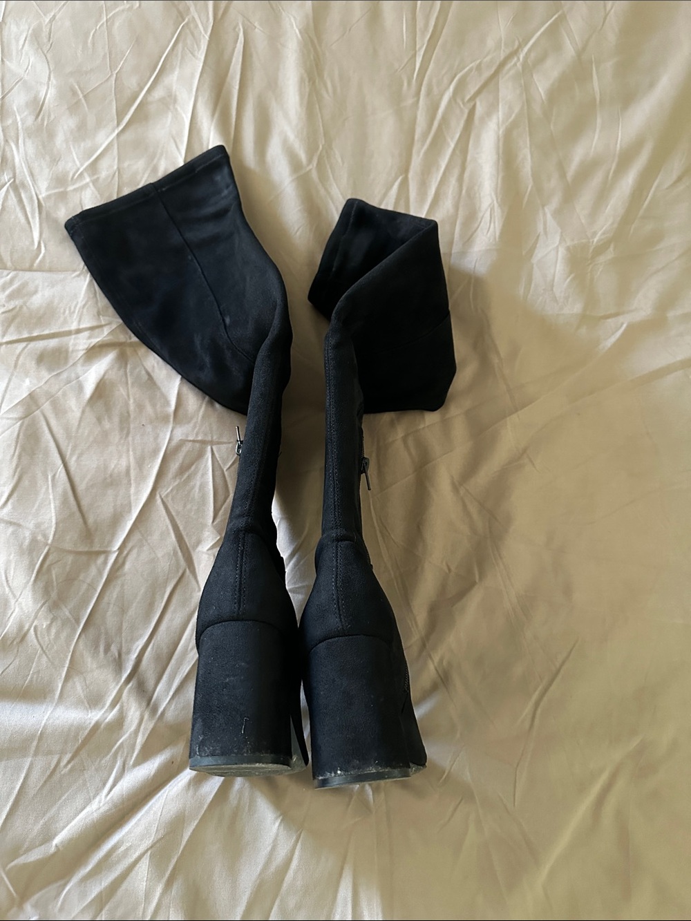Steve Madden Black Over-the-Knee Block Heel Boots - Women - Picture 3 of 4